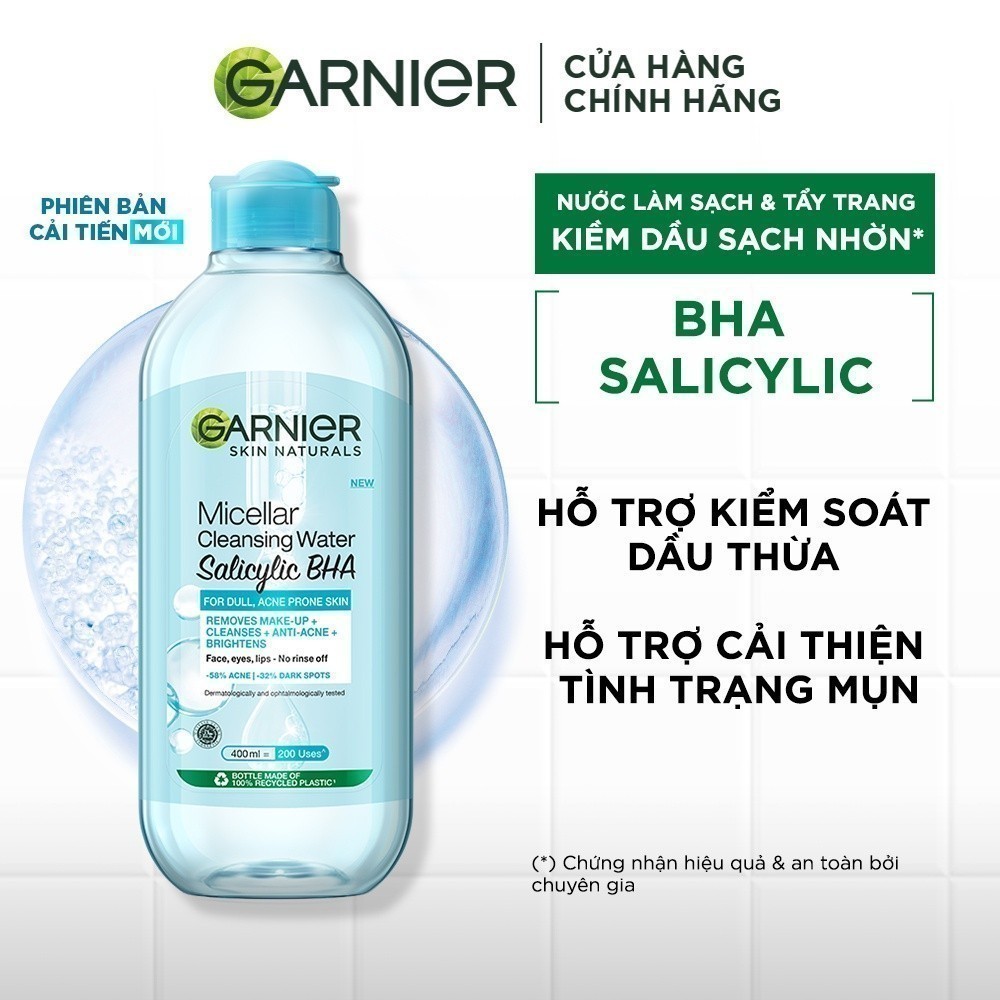 Nước Tẩy Trang làm sạch sâu dịu nhẹ cho mọi loại da - Garnier Micellar Cleansing Water 400ml