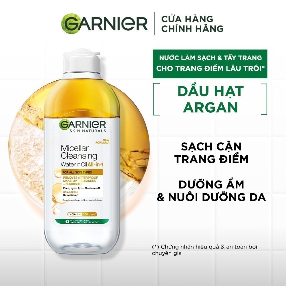 Nước Tẩy Trang làm sạch sâu dịu nhẹ cho mọi loại da - Garnier Micellar Cleansing Water 400ml